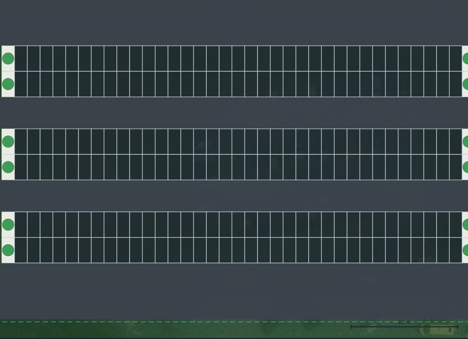 Bays and aisles laid out to the set dimensions.